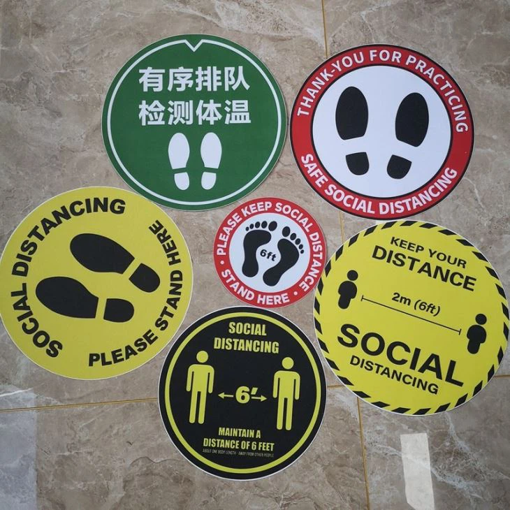 Removable Waterproof Social Waring Sign Floor Stickers